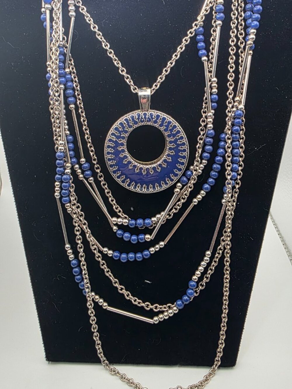 Premier Designs True Blue & Papaya Necklaces Double Take Reversible Enhancer